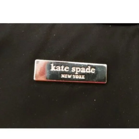 KATE SPADE NY BLACK NYLON PATENT LEATHER SHOULDER BAG WITH SILVER CHAIN … - Picture 4 of 9